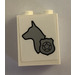 LEGO White Brick 1 x 2 x 2 with left-facing police dog silhouette Sticker with Inside Stud Holder (3245)