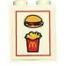 LEGO White Brick 1 x 2 x 2 with McDonald&#039;s Burger and Chips Sticker with Inside Axle Holder (3245)