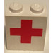 LEGO Wit Steen 1 x 2 x 2 met Rood Kruis met binnenas houder (3245)