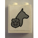 LEGO White Brick 1 x 2 x 2 with right-facing dog silhouette Sticker with Inside Stud Holder (3245)