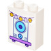 LEGO White Brick 1 x 2 x 2 with Speaker Sticker with Inside Stud Holder (3245)