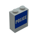 LEGO White Brick 1 x 2 x 2 with White &#039;POLICE&#039; on Blue Background Sticker with Inside Stud Holder (3245)