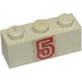 LEGO Wit Steen 1 x 3 met &#039;5&#039; in Rood Sticker (3622)