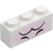 LEGO White Brick 1 x 3 with Black Eyes, Eyebrows and Pink Lines (3622 / 107974)