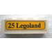 LEGO Weiß Stein 1 x 4 mit &quot;25 Legoland&quot; im Gelb Box Aufkleber (3010 / 6146)