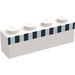 LEGO White Brick 1 x 4 with Blue and Black Ferry Squares from Set 1581 (3010)