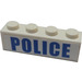 LEGO White Brick 1 x 4 with Blue &#039;POLICE&#039; Sticker (3010)