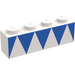 LEGO White Brick 1 x 4 with Blue Triangles (3010)