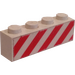 LEGO White Brick 1 x 4 with Hazard Stripes (Both Sides) Sticker (3010)