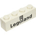 LEGO Wit Steen 1 x 4 met Legoland-logo Zwart (3010)