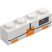 LEGO White Brick 1 x 4 with Orange Markings (3010)