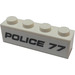 LEGO White Brick 1 x 4 with &#039;POLICE 77&#039; Sticker (3010)