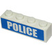 LEGO Wit Steen 1 x 4 met &quot;Politie&quot; (Narrow Font) Sticker (3010)
