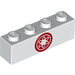 LEGO White Brick 1 x 4 with Red atom logo (3010 / 37188)