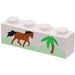 LEGO White Brick 1 x 4 with Running Horse and Palm Tree (3010)