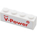 LEGO White Brick 1 x 4 with &#039;Shell V-Power&#039; Sticker (3010)