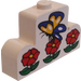 LEGO White Brick 1 x 4 x 2 with Centre Stud Top with Butterfly and Flowers Sticker (4088)