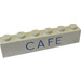 LEGO White Brick 1 x 6 with &quot;CAFE&quot; without Bottom Tubes, with Cross Supports