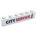 LEGO White Brick 1 x 6 with &#039;CITY SERVICE&#039;, Electricity Symbol Sticker (3009)