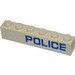 LEGO White Brick 1 x 6 with Police (Right) Sticker (3009)