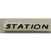 LEGO White Brick 1 x 6 with &quot;STATION&quot; (Black, Italic) without Bottom Tubes, with Cross Supports