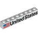 LEGO Weiß Backstein 1 x 8 mit American Flagge und United States (Links) (3008 / 78244)