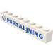 LEGO White Brick 1 x 8 with &quot;FORSALJNING&quot; with Logo (3008)