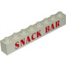 LEGO White Brick 1 x 8 with &quot;SNACK BAR&quot; (Embossed Print) (3008)