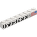 LEGO White Brick 1 x 8 with &#039;United States&#039; and flag (right) (3008 / 78245)