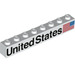 LEGO Weiß Backstein 1 x 8 mit &#039;United States&#039; und Flagge (Recht) (3008 / 78245)