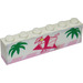 LEGO White Brick 1x6 and Pink Plate Assembly with Palmtree Leaves and Icecream Cup and Softdrink Sticker