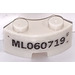 LEGO White Brick 2 x 2 Round Corner with „ML060719“ Sticker with Stud Notch and Reinforced Underside (85080)