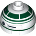 LEGO Bianco Mattoncino 2 x 2 Rotondo con Dome Superiore con Verde scuro Astromech R2-X2 (Perno cavo, supporto asse) (16707 / 30367)