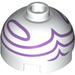 LEGO White Brick 2 x 2 Round with Dome Top with Purple lines (Hollow Stud, Axle Holder) (18841 / 38482)