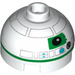 LEGO hvid Klods 2 x 2 Rund med Dome Top med R2 Unit Astromech Droid Hoved (Hul knops, akselholder) (18029 / 30367)