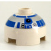 LEGO hvid Klods 2 x 2 Rund med Dome Top med Sølv og Blå Mønster (R2-D2) (Sikkerhedskknops uden akselholder) (30367 / 83715)