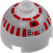 LEGO blanc Brique 2 x 2 Rond avec Dome Haut avec Argent et rouge R5-D4 Printing (Goujon de sécurité sans support d&#039;essieu) (30367 / 83730)