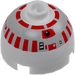 LEGO White Brick 2 x 2 Round with Dome Top with Silver and Red R5-D4 Printing (Safety Stud without Axle Holder) (30367 / 83730)