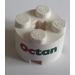 LEGO White Brick 2 x 2 Round with &quot;Octan&quot; Sticker (3941)