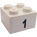 LEGO Wit Steen 2 x 2 met &#039;1&#039; Sticker (3003)