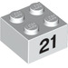 LEGO Weiß Backstein 2 x 2 mit &#039;21&#039; (14912 / 97659)