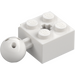 LEGO White Brick 2 x 2 with Ball Joint and Axlehole with Holes in Ball (57909)