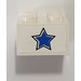 LEGO White Brick 2 x 2 with Blue Star Sticker (3003)