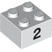 LEGO Wit Steen 2 x 2 met Number 2 (14813 / 97638)