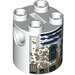 LEGO hvid Klods 2 x 2 x 2 Rund med Dirty R2-D2 at Dagobah Mønster med bundakselholder &#039;x&#039; Form &#039;+&#039; Retning (1545 / 30361)