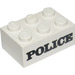 LEGO Weiß Backstein 2 x 3 mit Schwarz &quot;Polizei&quot; Serif (3002)