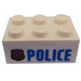 LEGO White Brick 2 x 3 with Gold Badge and Blue POLICE Sticker (3002)