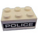 LEGO Bílá Kostka 2 x 3 s &#039;Policie&#039; na Černá Background Samolepka (3002)