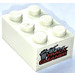 LEGO White Brick 2 x 3 with Track cleaner Sticker (3002)