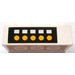 LEGO White Brick 2 x 4 with 5 White Squares and 5 Yellow Circles on Black Background Sticker (3001)